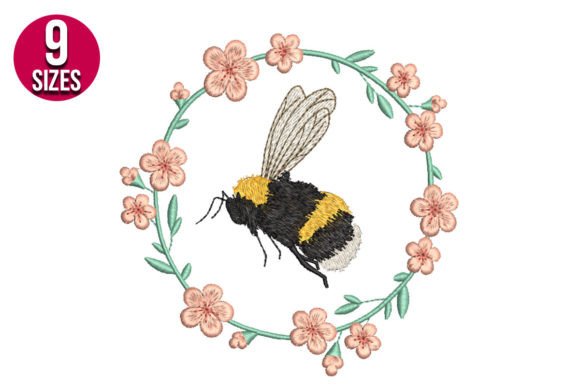Bee Wreath Embroidery Design for Natural Flair