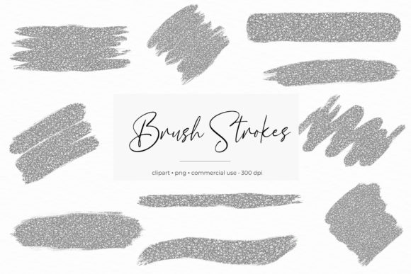 Enhance Your Creative Projects with Silver Glitter Brush Strokes Clipart