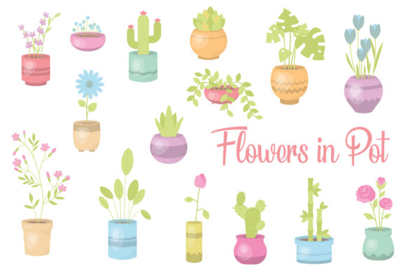 Hand-Drawn Flowers in Pot: A Creative and Versatile Vector Illustration Collection