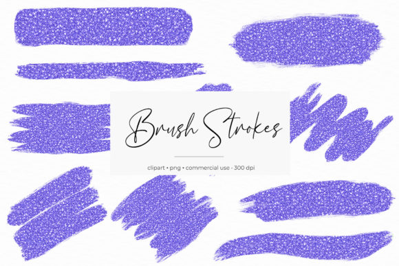 Violet Glitter Brush Strokes Clipart: Sparkle with Style